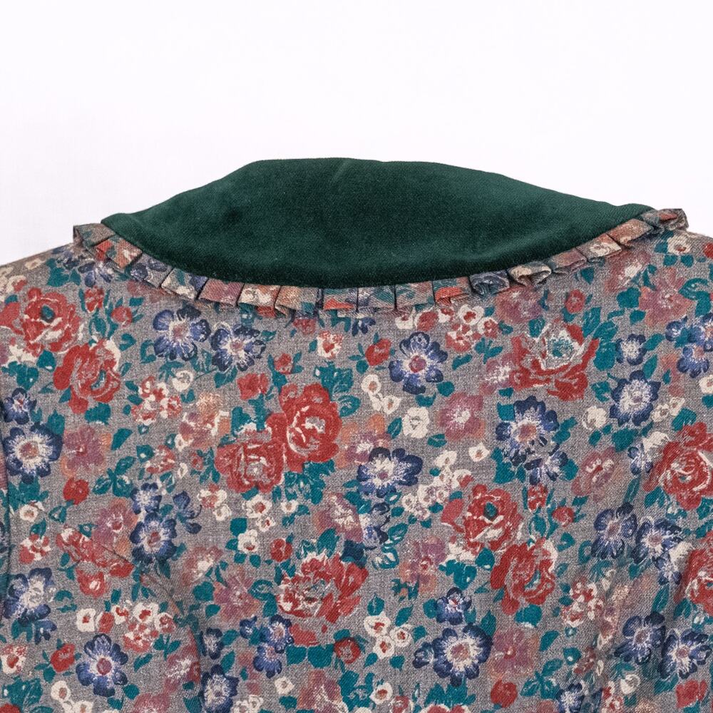 Vintage Laura Ashley Dress Floral Viyella Fabric US Size 8 Velvet Collar Cottage - Picture 7 of 9